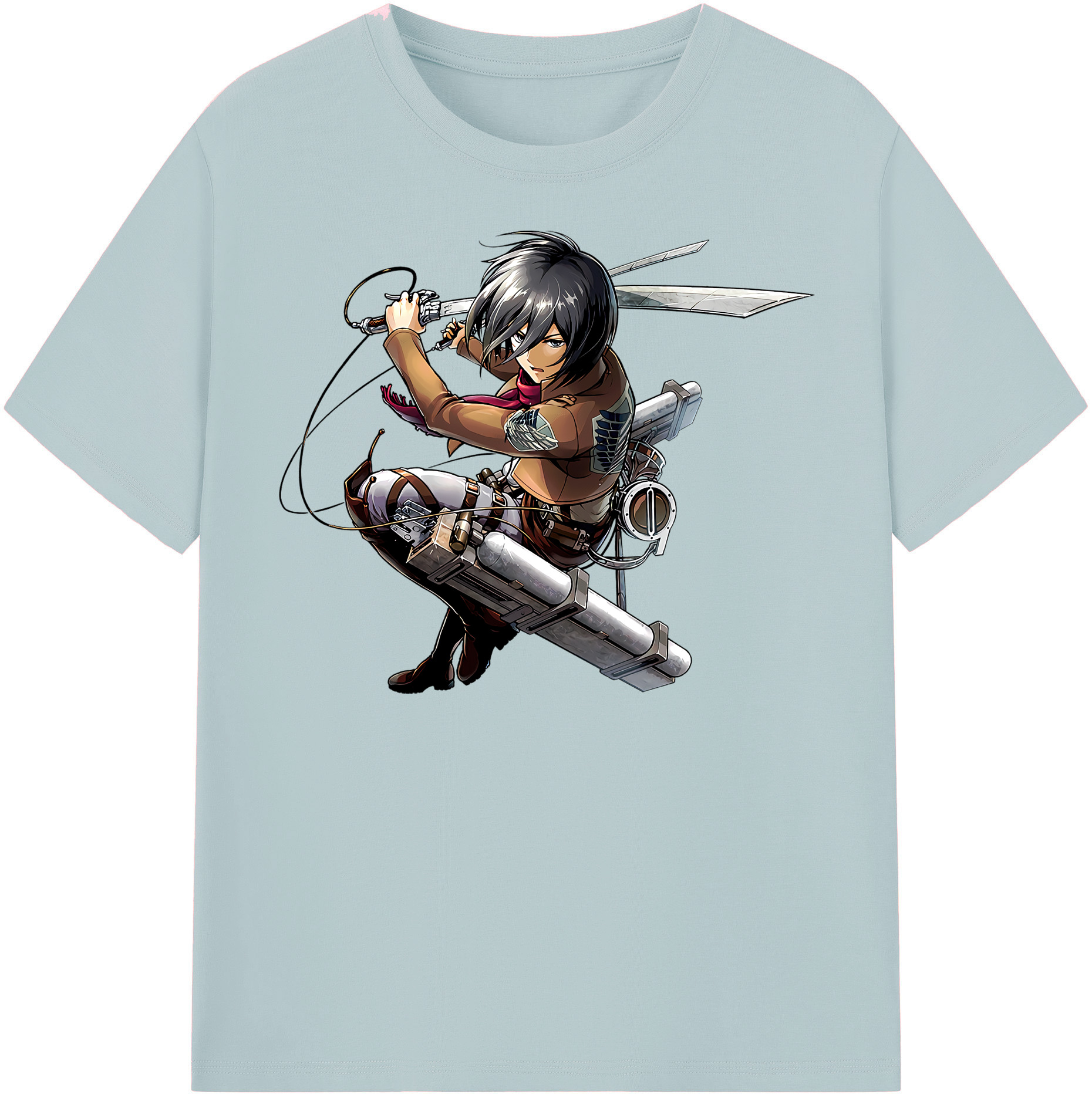 （画像用） 進撃の巨人 ミカサ·アッカーマン Attack on Titan Mikasa Ackerman 綿100％半袖Tシャツ（フロントプリント）